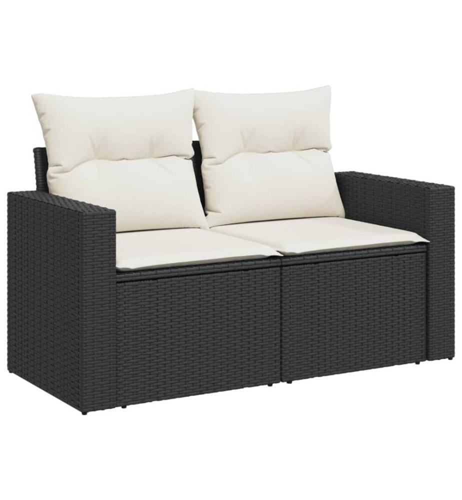 10-tlg. Garten-Sofagarnitur mit Kissen Schwarz Poly Rattan