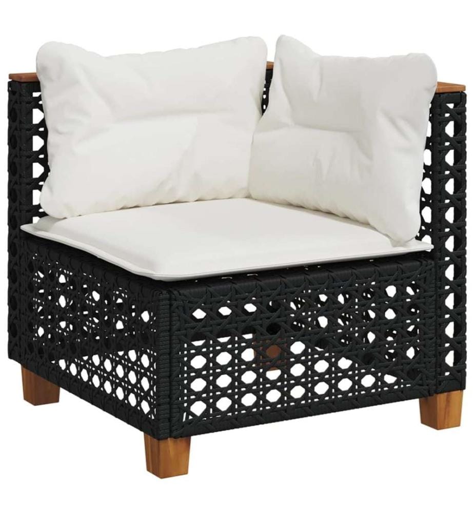 10-tlg. Garten-Sofagarnitur mit Kissen Schwarz Poly Rattan