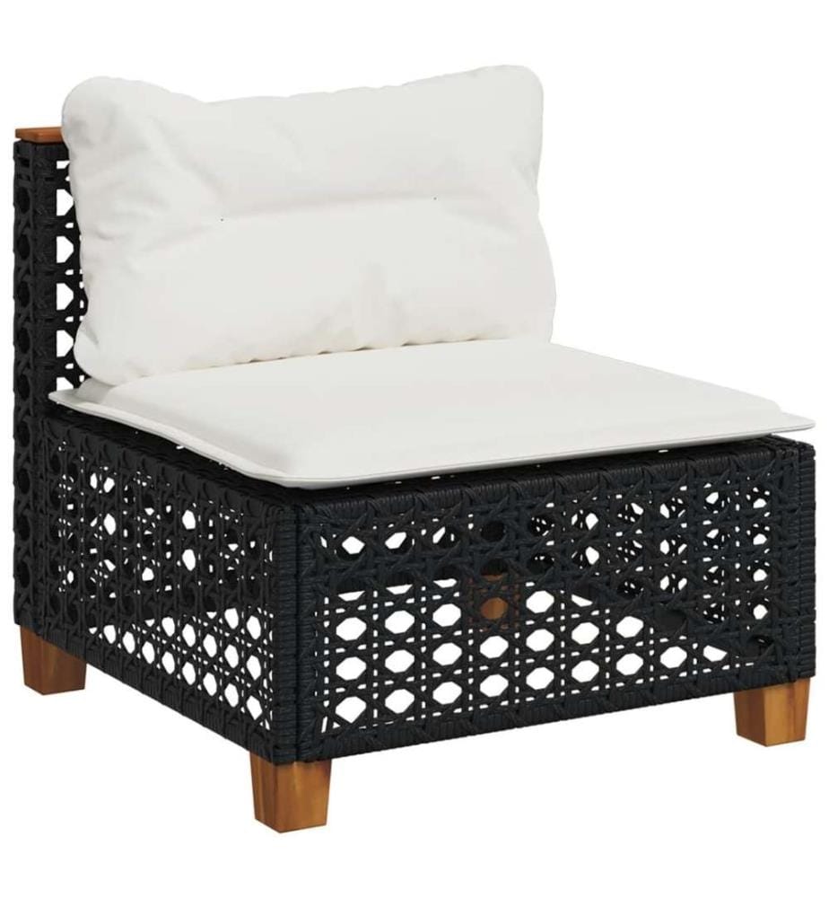 10-tlg. Garten-Sofagarnitur mit Kissen Schwarz Poly Rattan