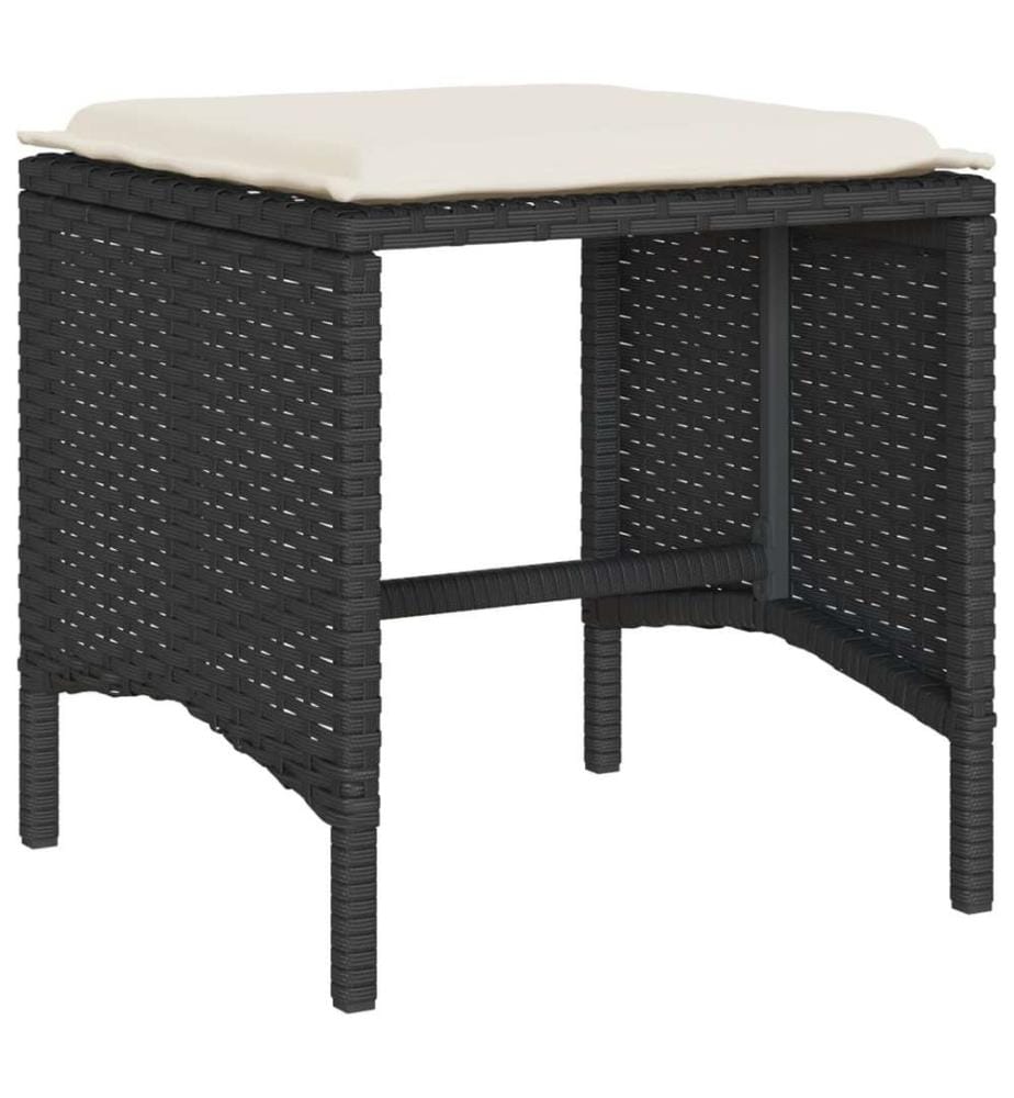 6-tlg. Garten-Sofagarnitur mit Kissen Schwarz Poly Rattan