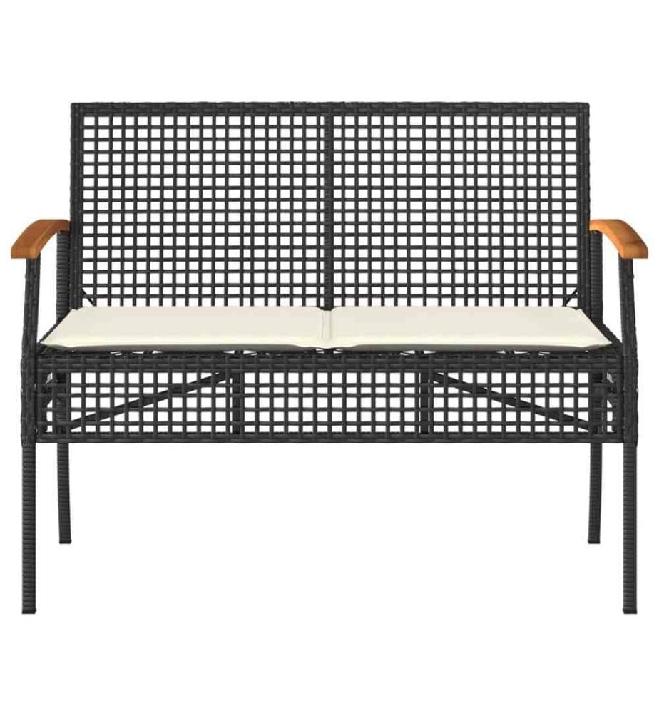 4-tlg. Garten-Lounge-Set mit Kissen Schwarz Poly Rattan