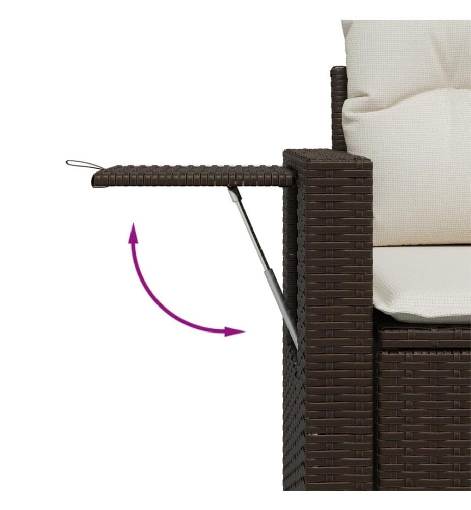 8-tlg. Garten-Sofagarnitur mit Kissen Braun Poly Rattan