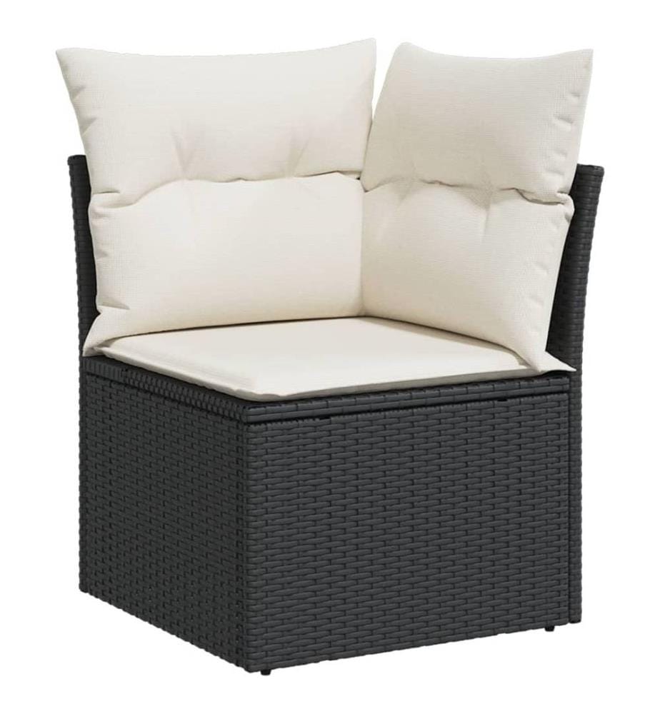 6-tlg. Garten-Sofagarnitur mit Kissen Schwarz Poly Rattan