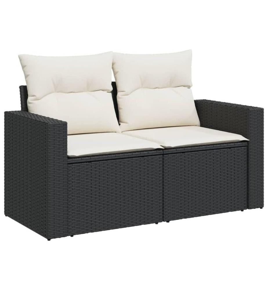6-tlg. Garten-Sofagarnitur mit Kissen Schwarz Poly Rattan