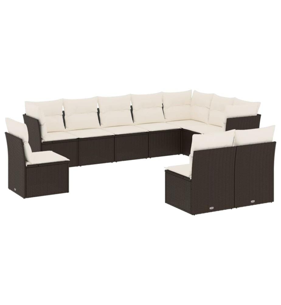 10-tlg. Garten-Sofagarnitur mit Kissen Schwarz Poly Rattan