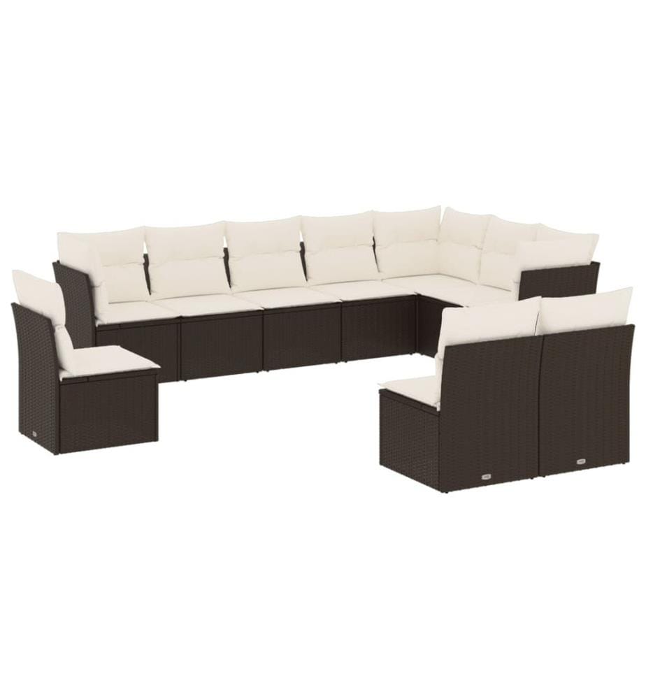 10-tlg. Garten-Sofagarnitur mit Kissen Schwarz Poly Rattan