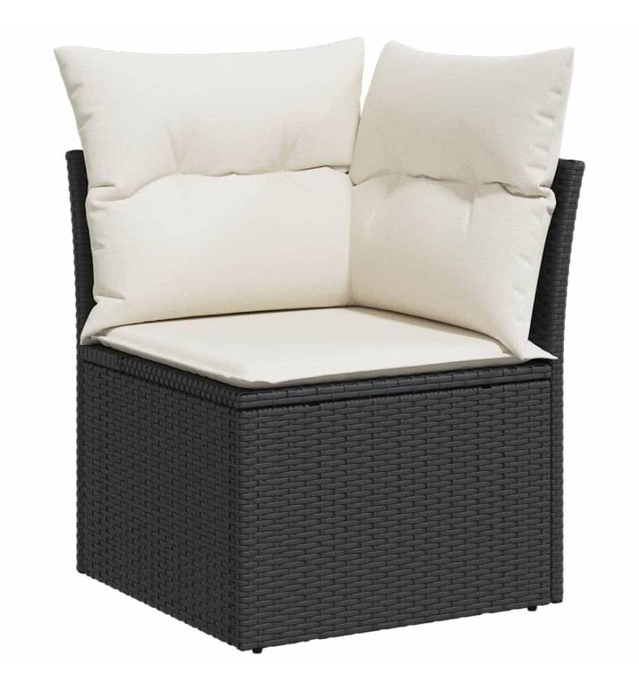 7-tlg. Garten-Sofagarnitur mit Kissen Schwarz Poly Rattan