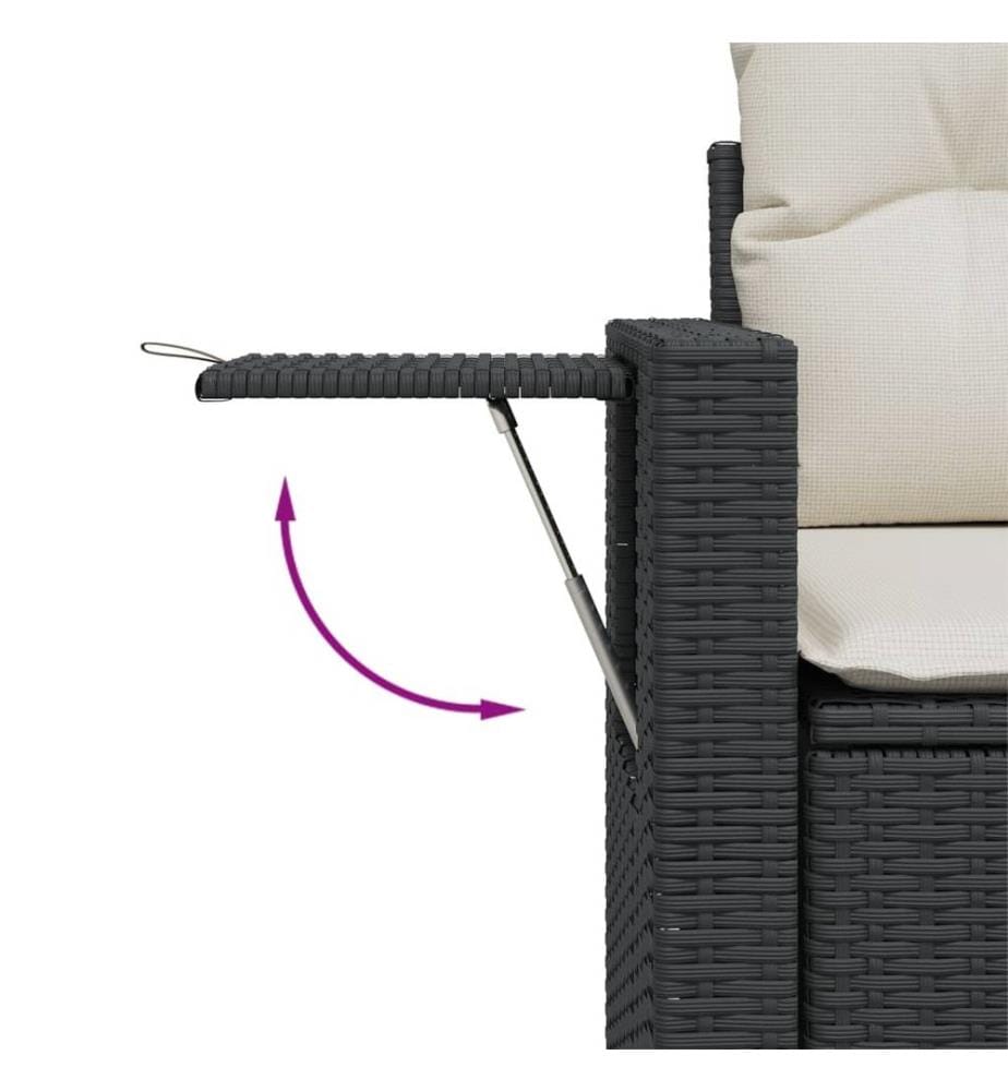 6-tlg. Garten-Sofagarnitur mit Kissen Schwarz Poly Rattan