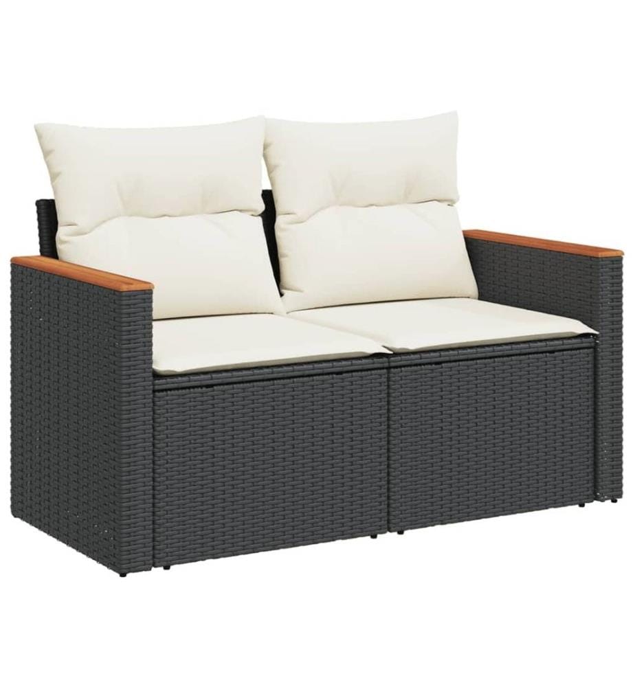 6-tlg. Garten-Sofagarnitur mit Kissen Schwarz Poly Rattan
