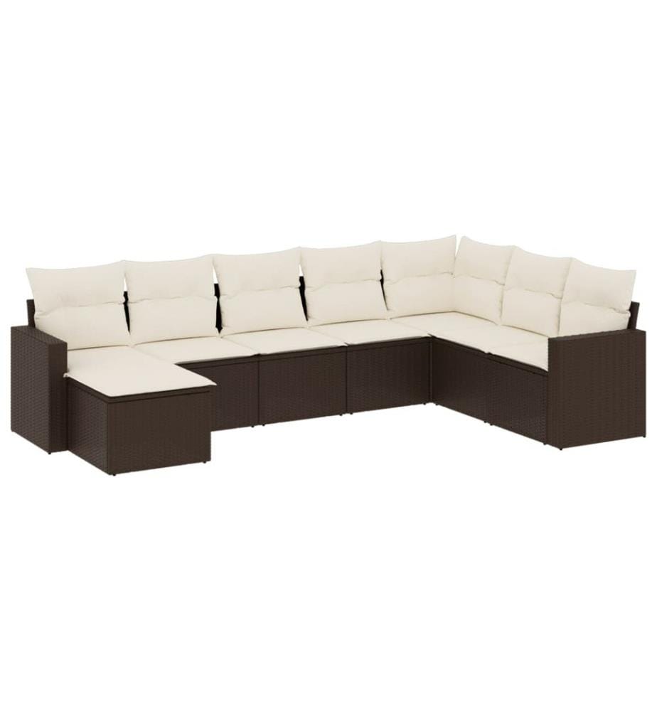 8-tlg. Garten-Sofagarnitur mit Kissen Braun Poly Rattan
