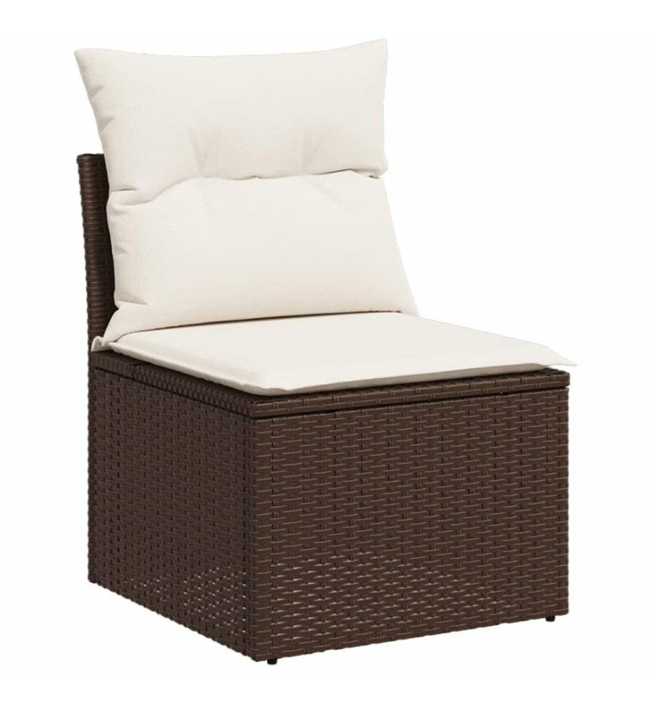 6-tlg. Garten-Sofagarnitur mit Kissen Braun Poly Rattan
