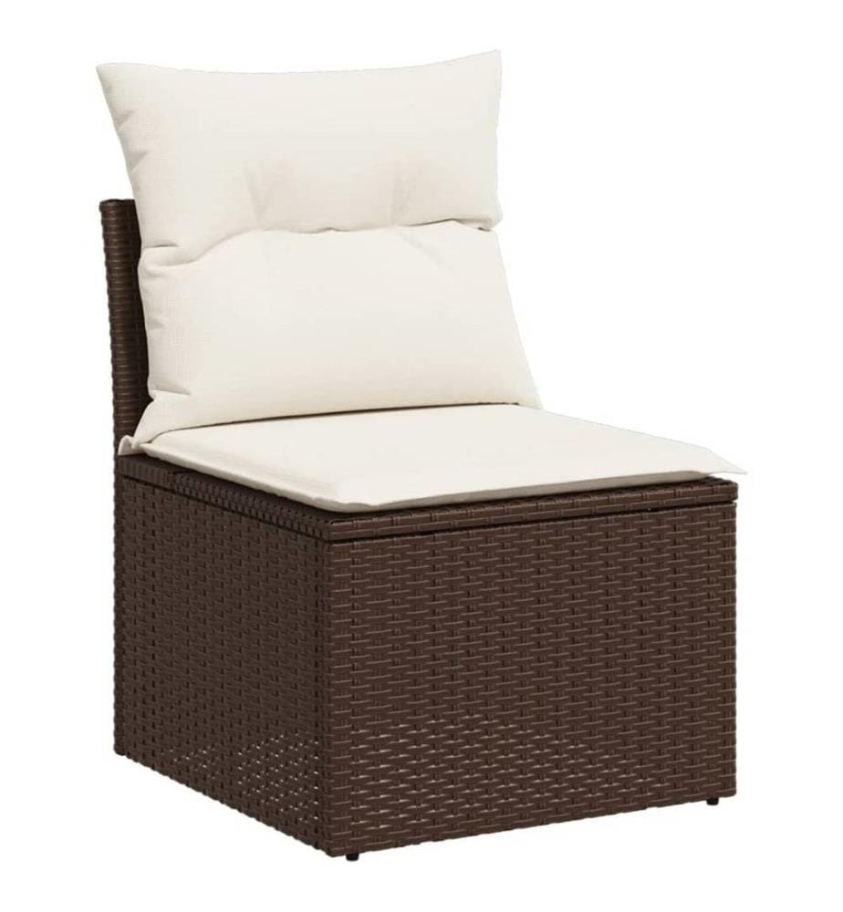 9-tlg. Garten-Sofagarnitur mit Kissen Braun Poly Rattan