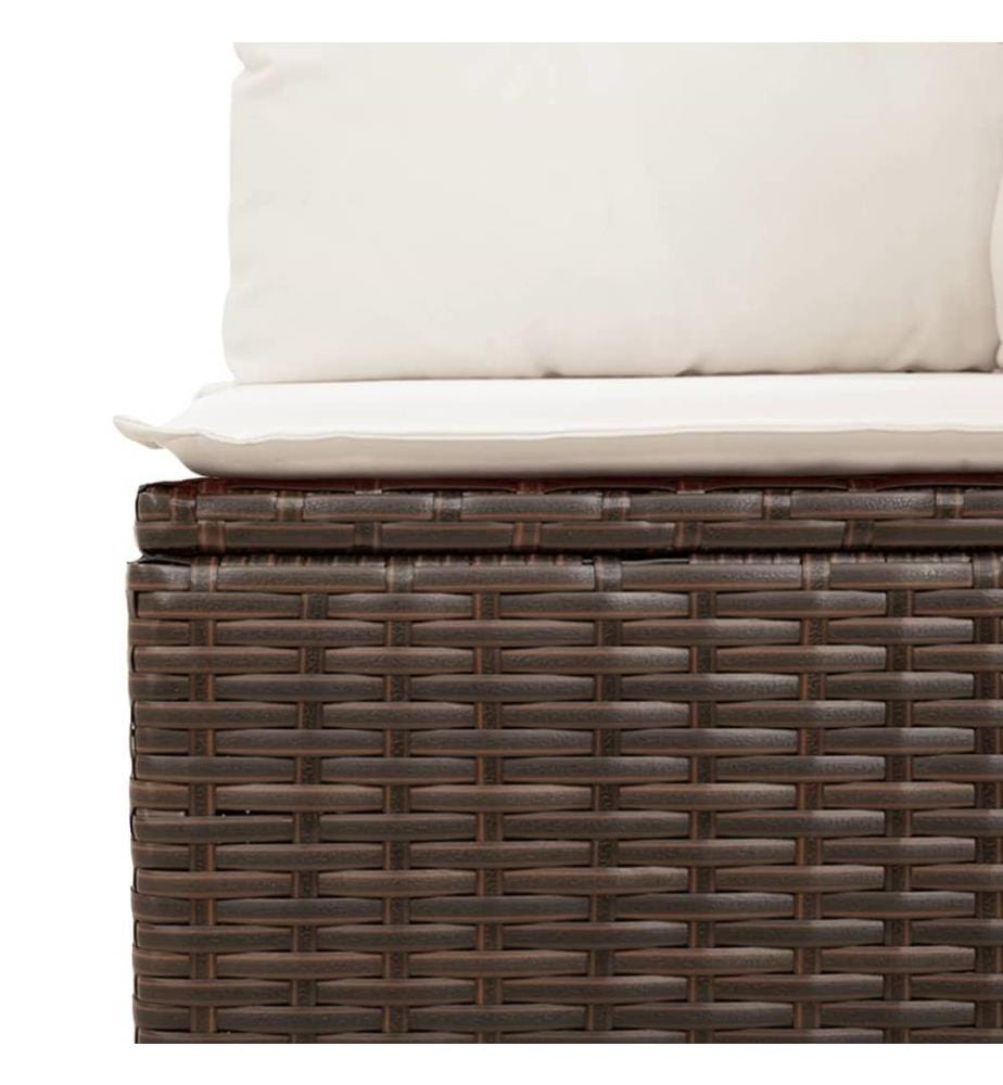 3-tlg. Garten-Sofagarnitur mit Kissen Braun Poly Rattan