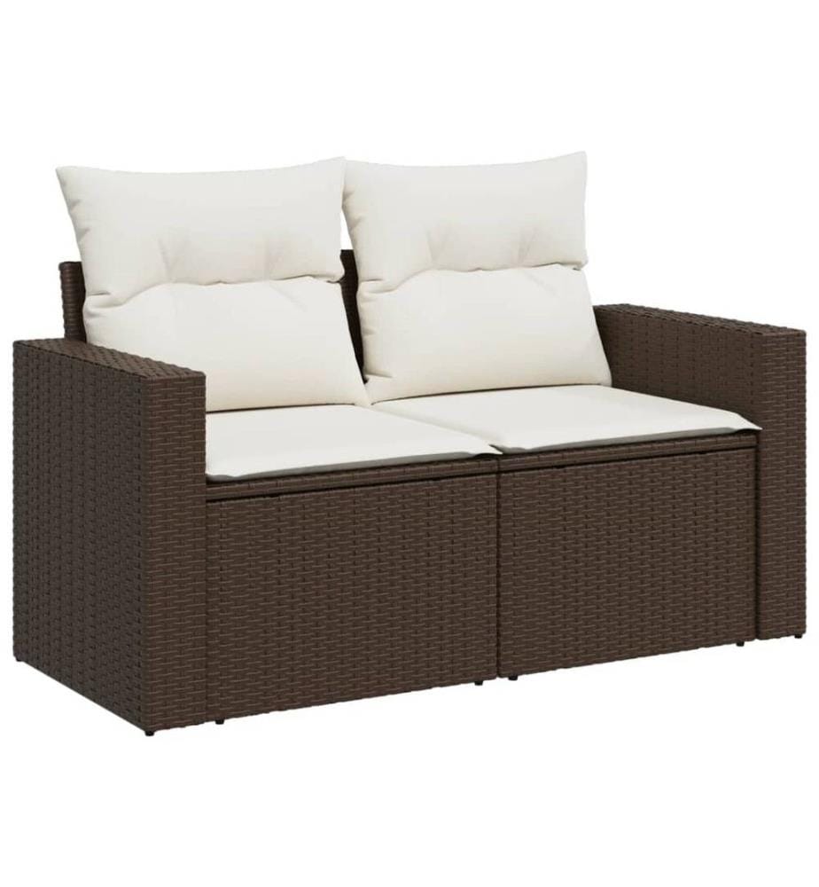 10-tlg. Garten-Sofagarnitur mit Kissen Braun Poly Rattan