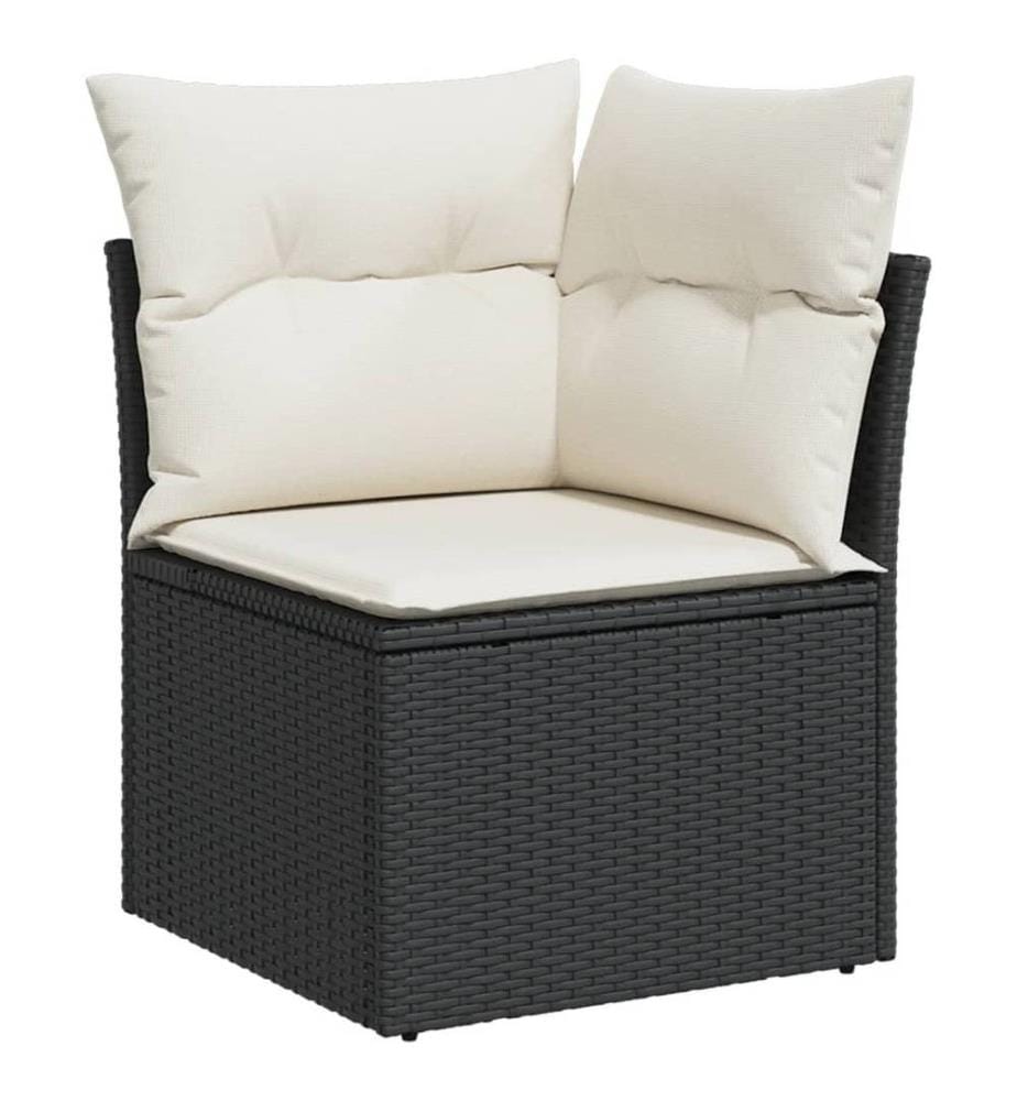6-tlg. Garten-Sofagarnitur mit Kissen Schwarz Poly Rattan