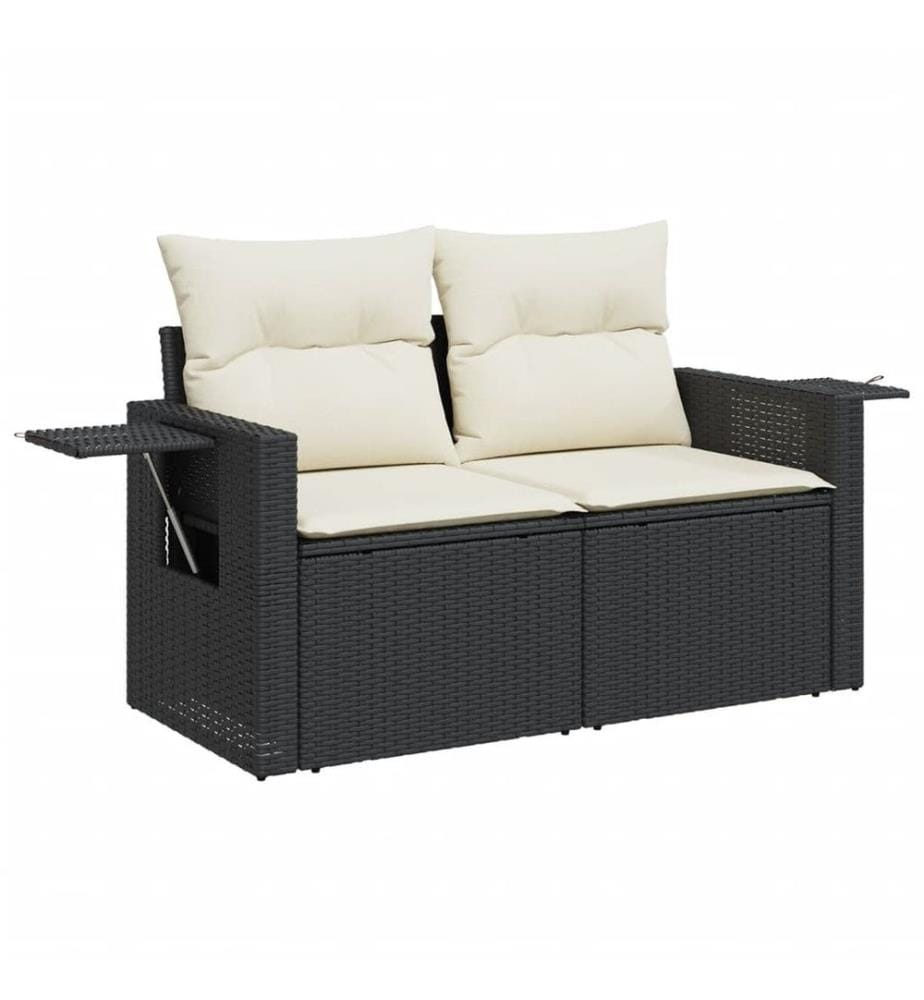 8-tlg. Garten-Sofagarnitur mit Kissen Schwarz Poly Rattan