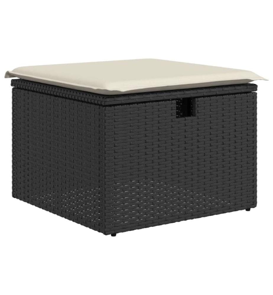 9-tlg. Garten-Sofagarnitur mit Kissen Schwarz Poly Rattan