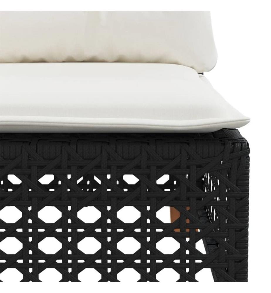 5-tlg. Garten-Sofagarnitur mit Kissen Schwarz Poly Rattan
