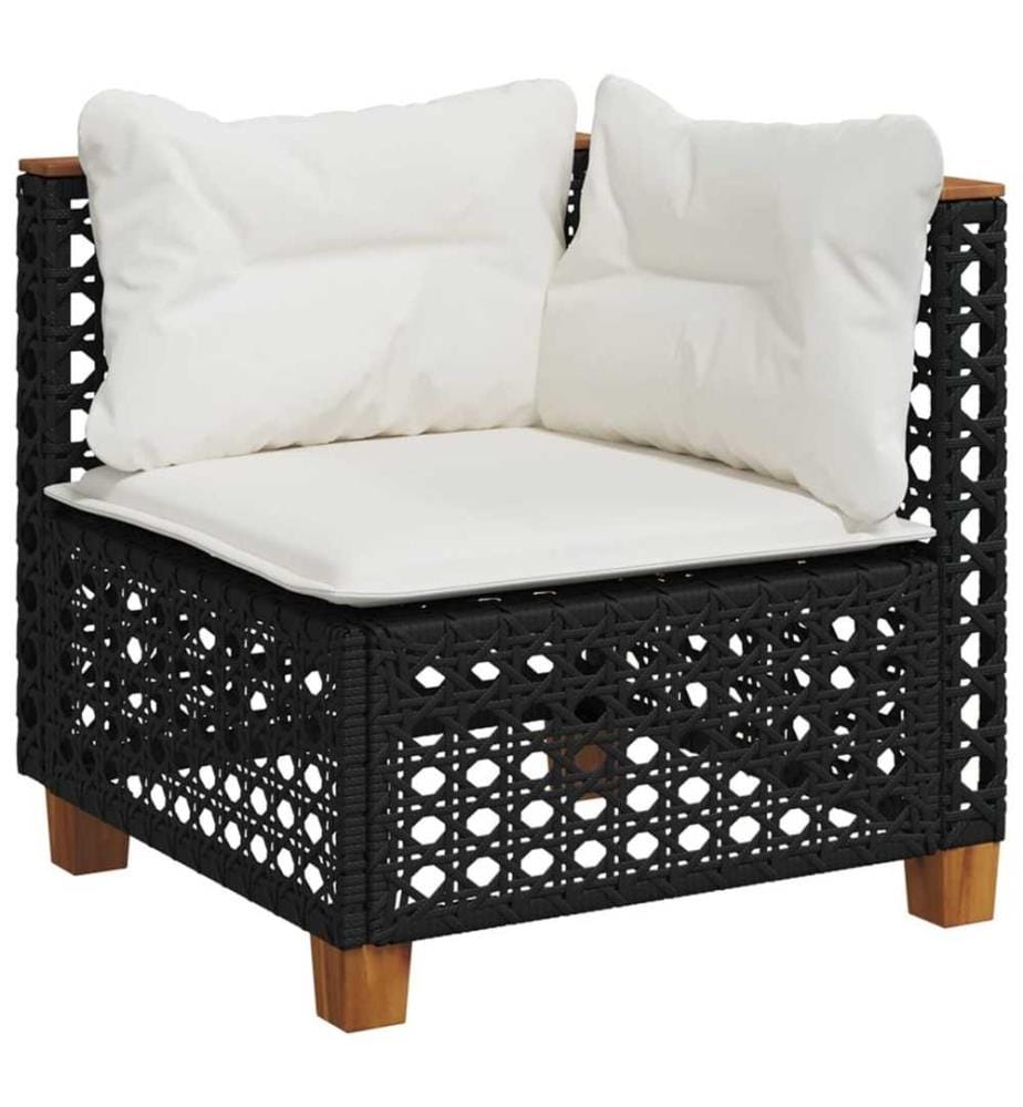 8-tlg. Garten-Sofagarnitur mit Kissen Schwarz Poly Rattan