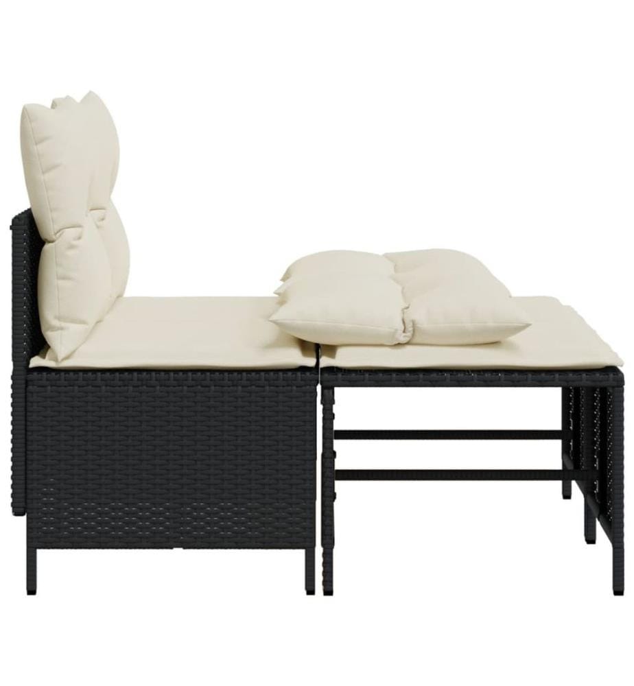 4-tlg. Garten-Sofagarnitur mit Kissen Schwarz Poly Rattan