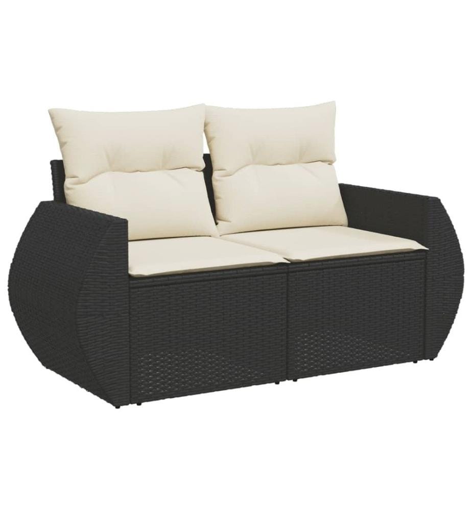 10-tlg. Garten-Sofagarnitur mit Kissen Schwarz Poly Rattan