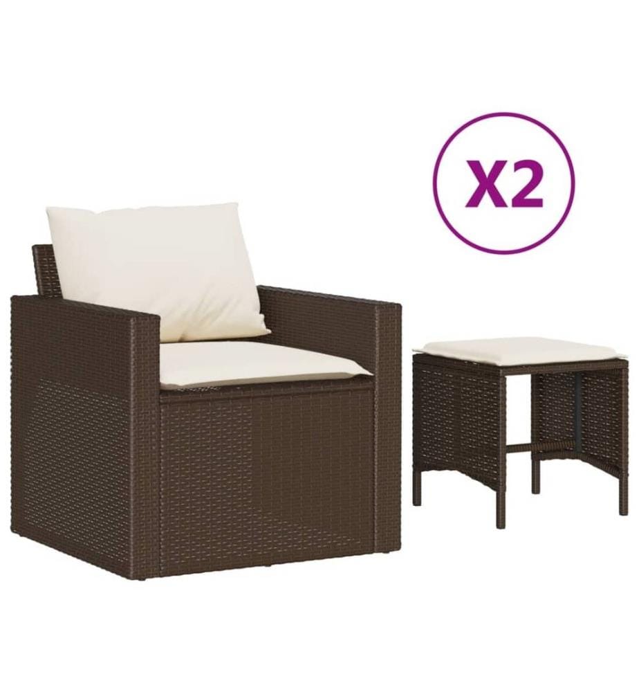4-tlg. Garten-Sofagarnitur mit Kissen Braun Poly Rattan