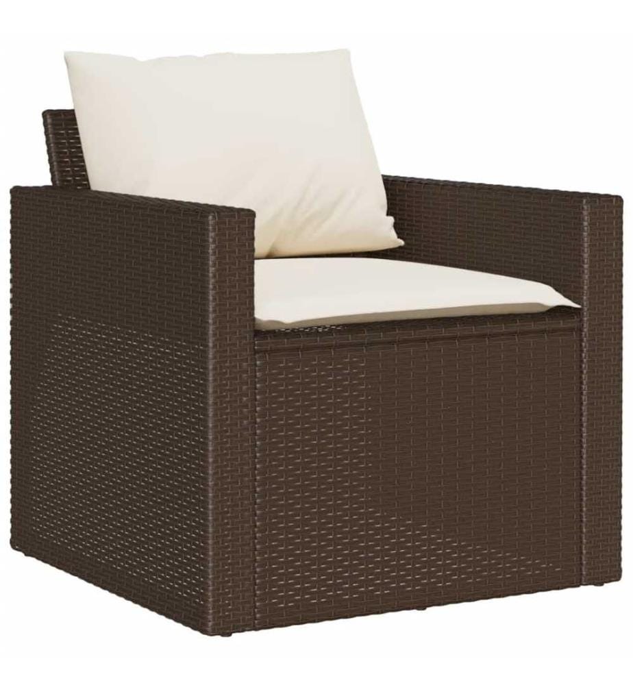 4-tlg. Garten-Sofagarnitur mit Kissen Braun Poly Rattan