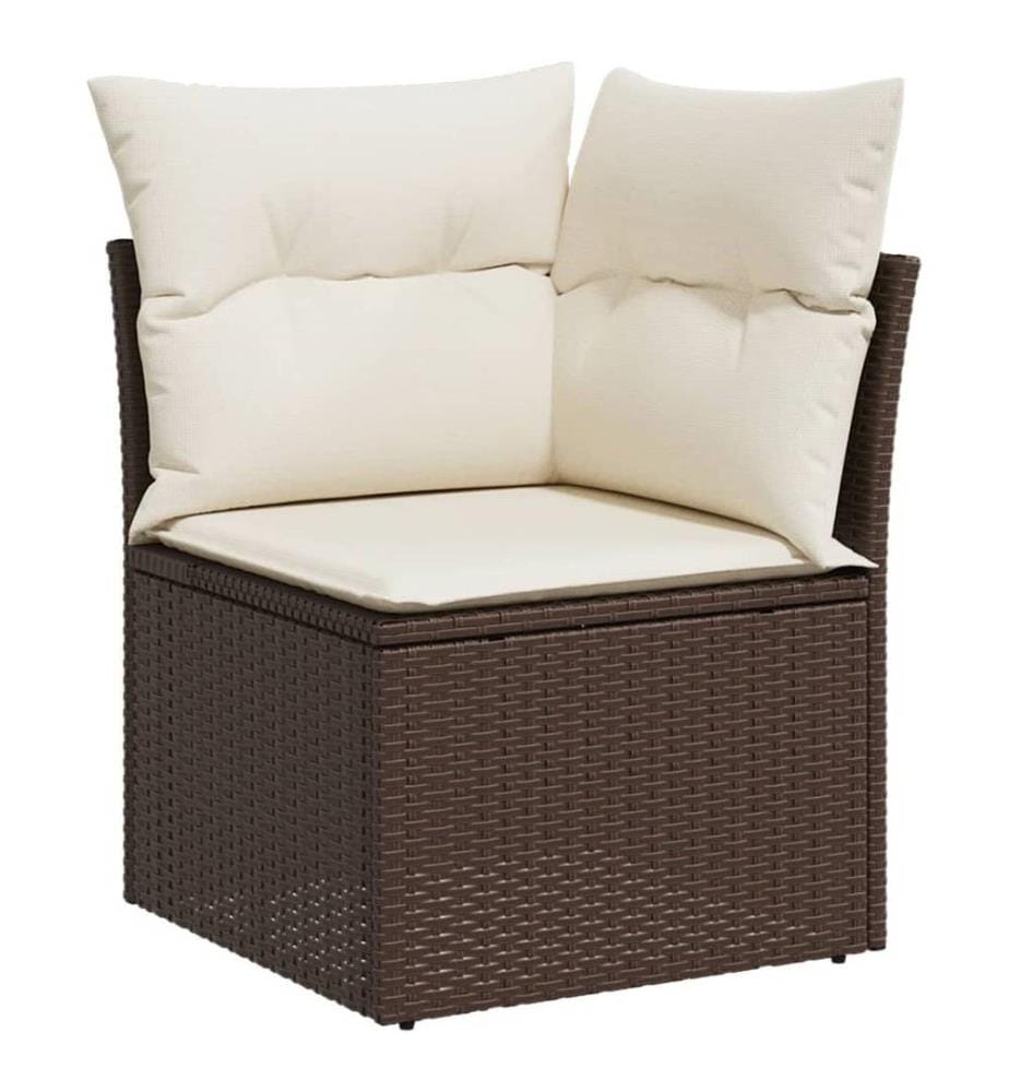 10-tlg. Garten-Sofagarnitur mit Kissen Braun Poly Rattan