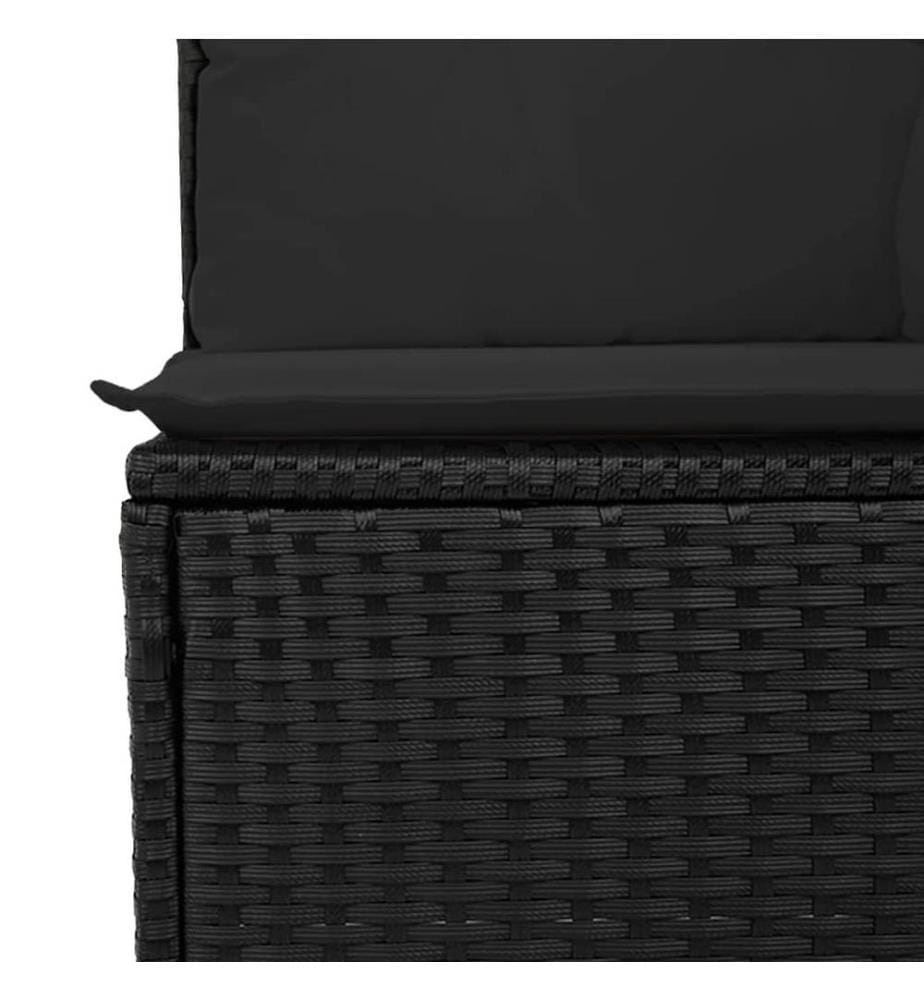 3-tlg. Garten-Sofagarnitur mit Kissen Schwarz Poly Rattan