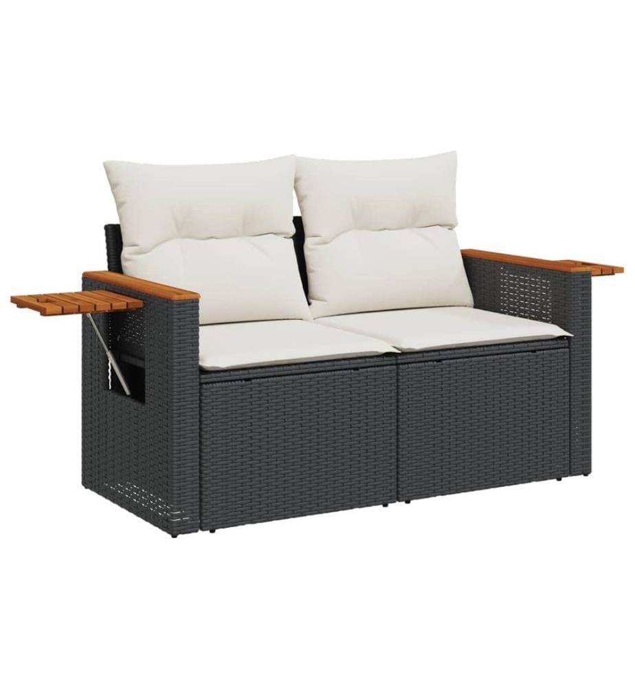 6-tlg. Garten-Sofagarnitur mit Kissen Schwarz Poly Rattan