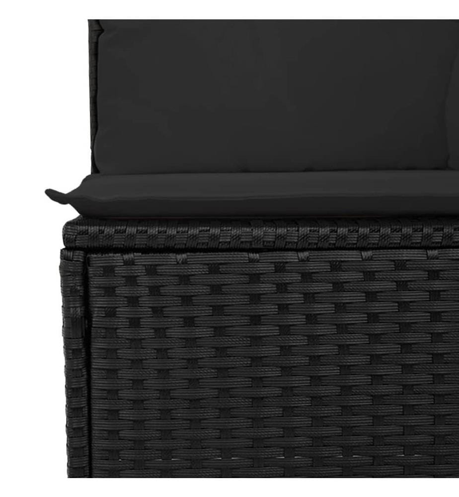 3-tlg. Garten-Sofagarnitur mit Kissen Schwarz Poly Rattan