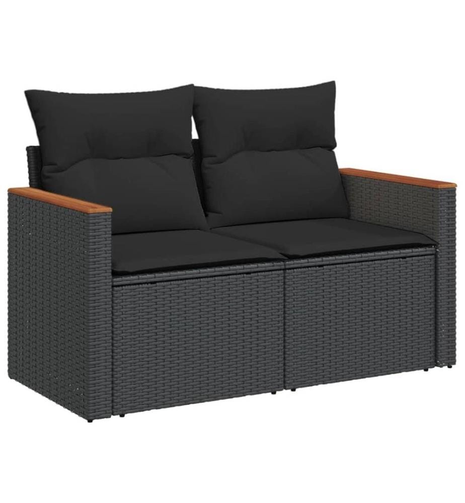 4-tlg. Garten-Sofagarnitur mit Kissen Schwarz Poly Rattan