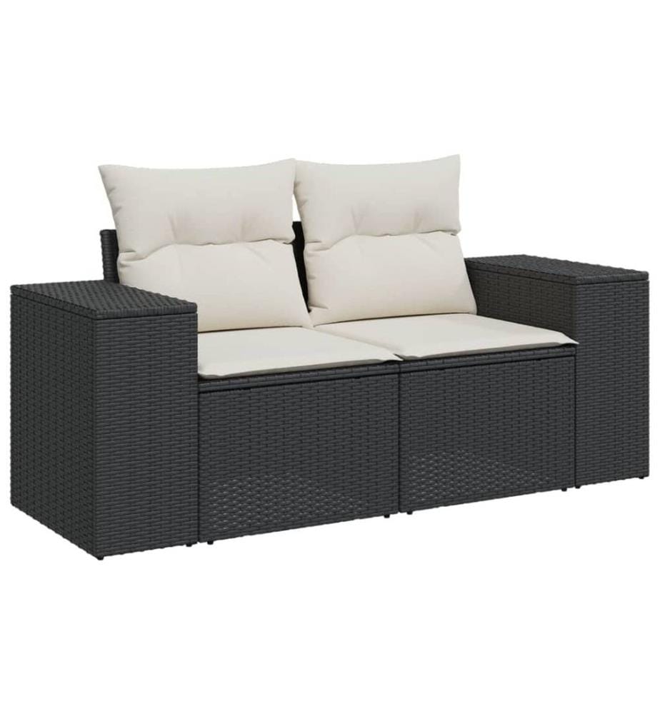 6-tlg. Garten-Sofagarnitur mit Kissen Schwarz Poly Rattan