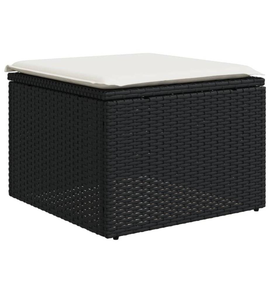 10-tlg. Garten-Sofagarnitur mit Kissen Schwarz Poly Rattan