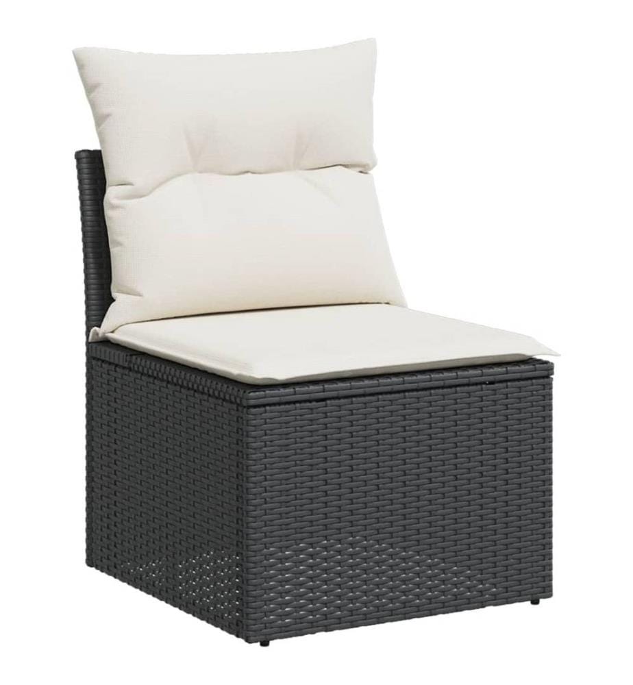 5-tlg. Garten-Sofagarnitur mit Kissen Schwarz Poly Rattan