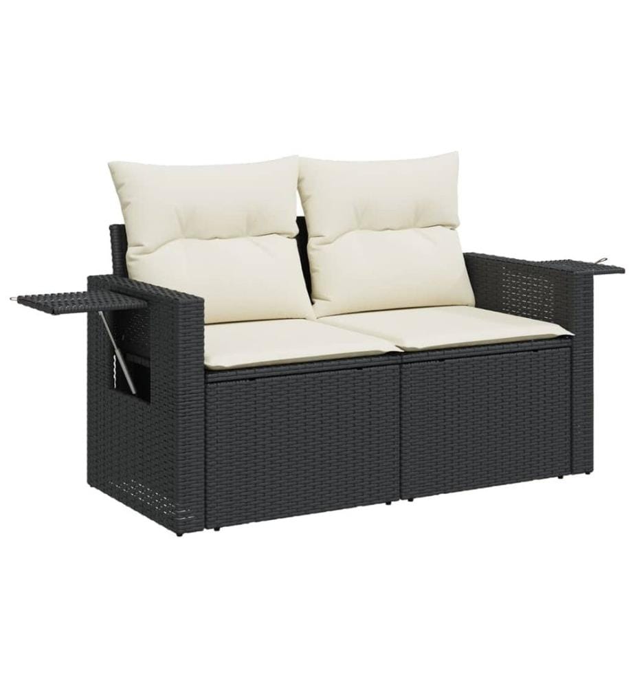 11-tlg. Garten-Sofagarnitur mit Kissen Schwarz Poly Rattan