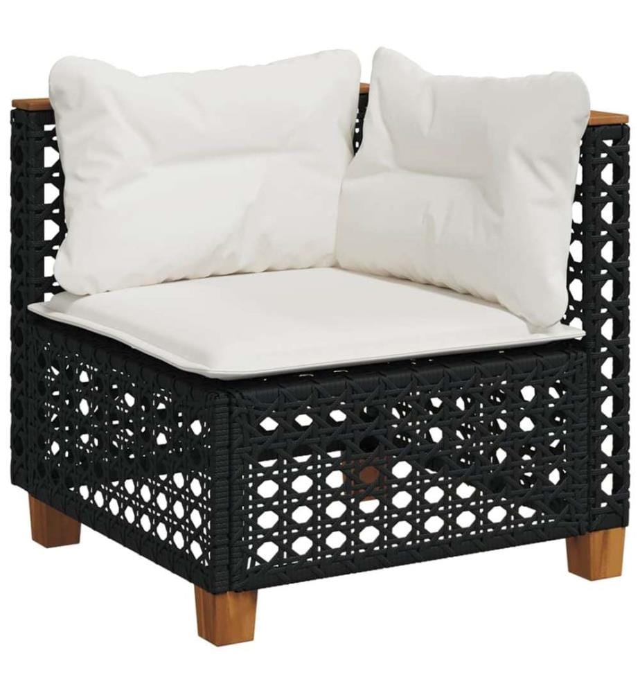 9-tlg. Garten-Sofagarnitur mit Kissen Schwarz Poly Rattan