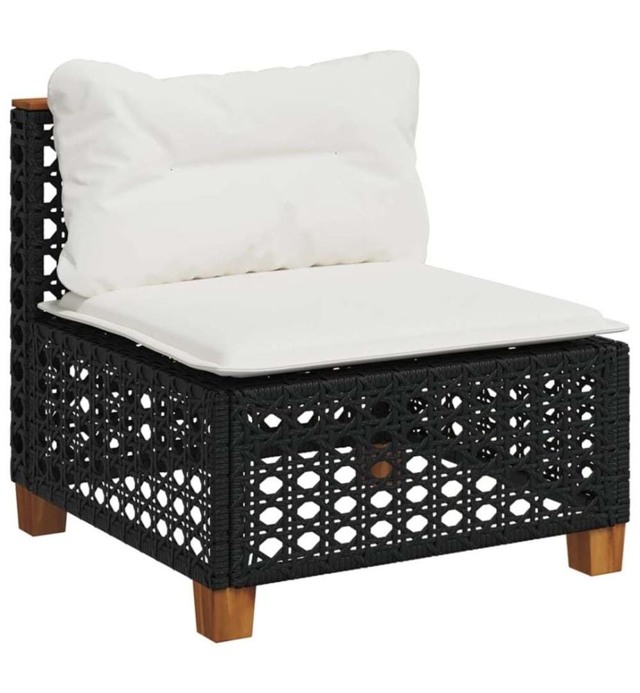 9-tlg. Garten-Sofagarnitur mit Kissen Schwarz Poly Rattan