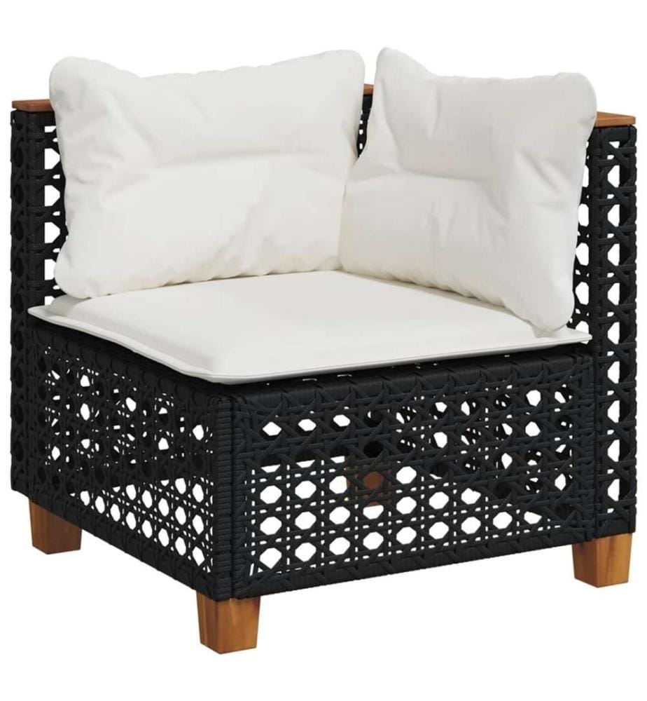 8-tlg. Garten-Sofagarnitur mit Kissen Schwarz Poly Rattan