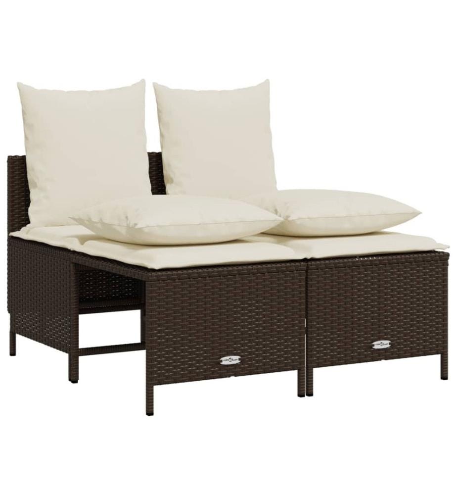 4-tlg. Garten-Sofagarnitur mit Kissen Braun Poly Rattan