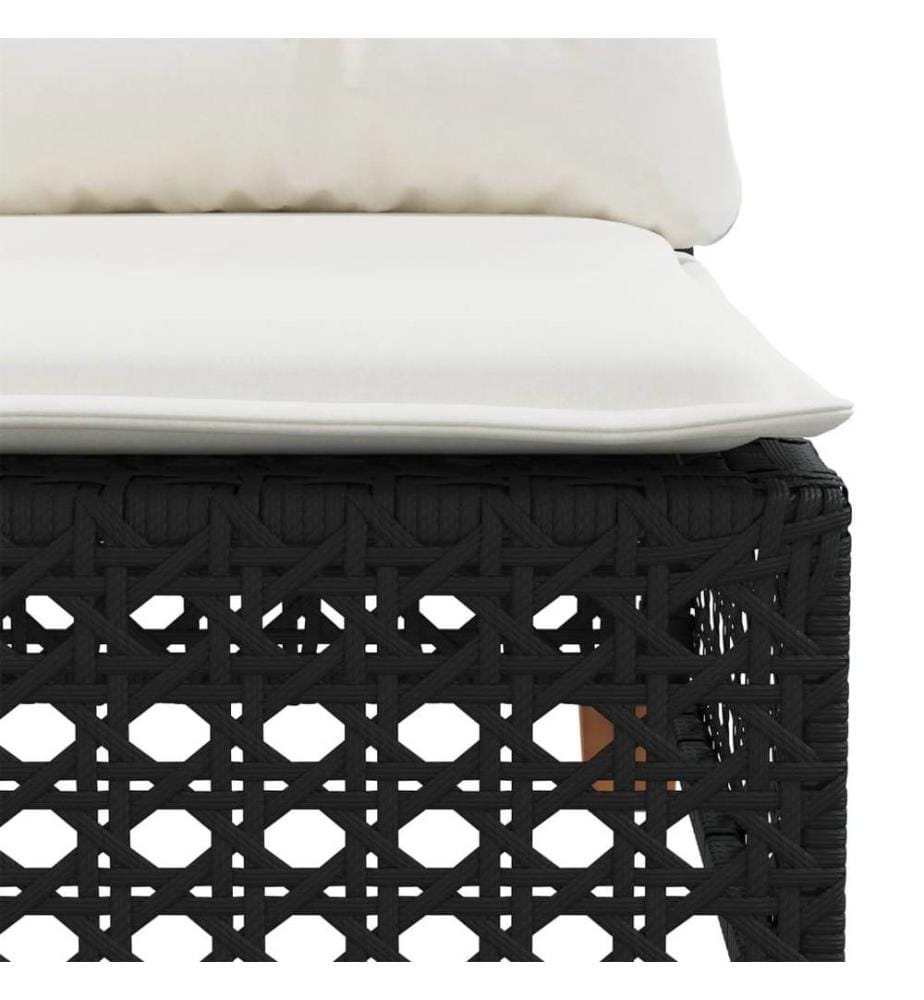 5-tlg. Garten-Sofagarnitur mit Kissen Schwarz Poly Rattan