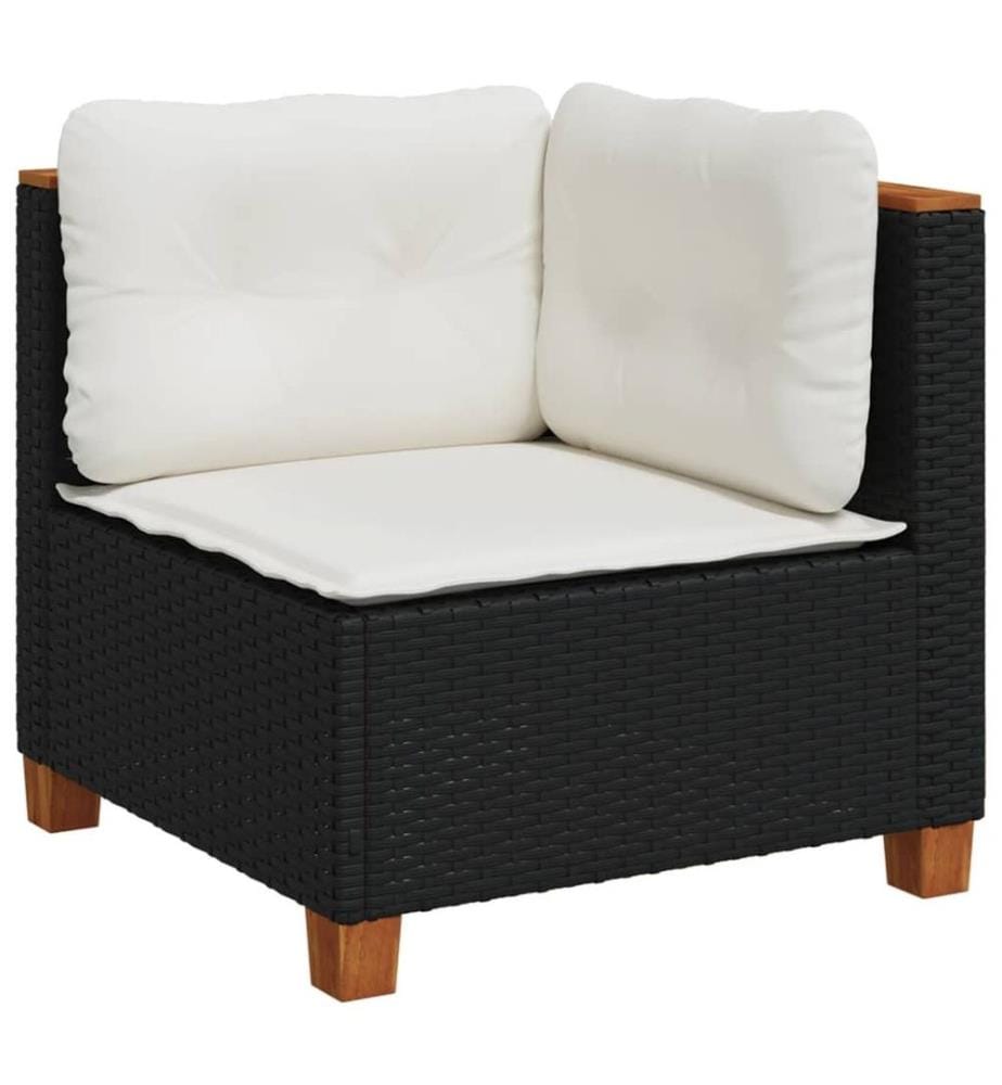 6-tlg. Garten-Sofagarnitur mit Kissen Schwarz Poly Rattan