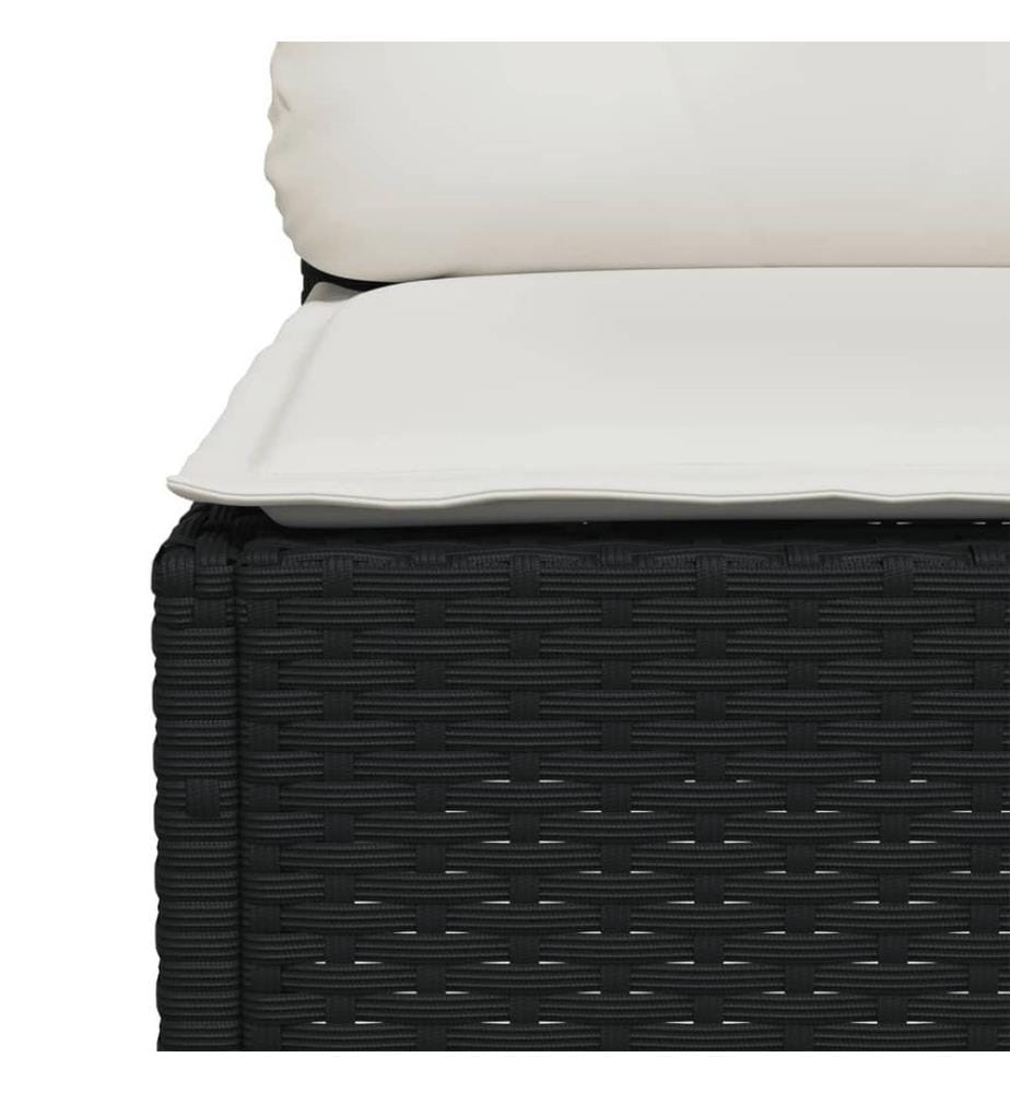 6-tlg. Garten-Sofagarnitur mit Kissen Schwarz Poly Rattan