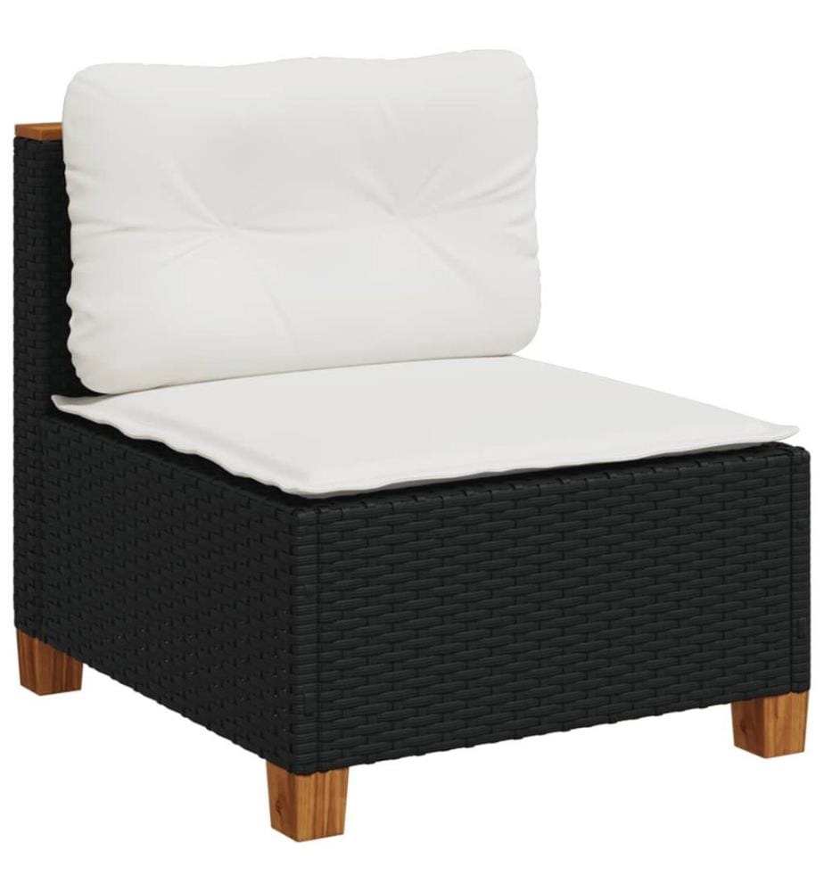 7-tlg. Garten-Sofagarnitur mit Kissen Schwarz Poly Rattan