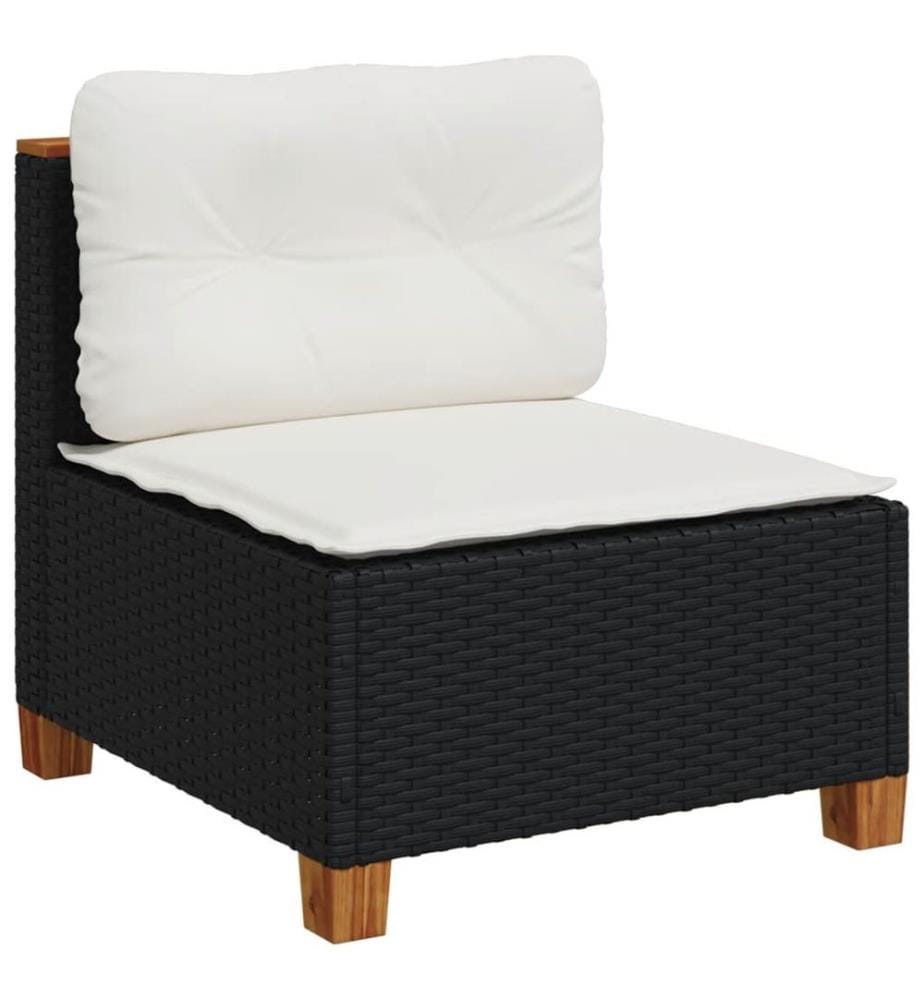 8-tlg. Garten-Sofagarnitur mit Kissen Schwarz Poly Rattan