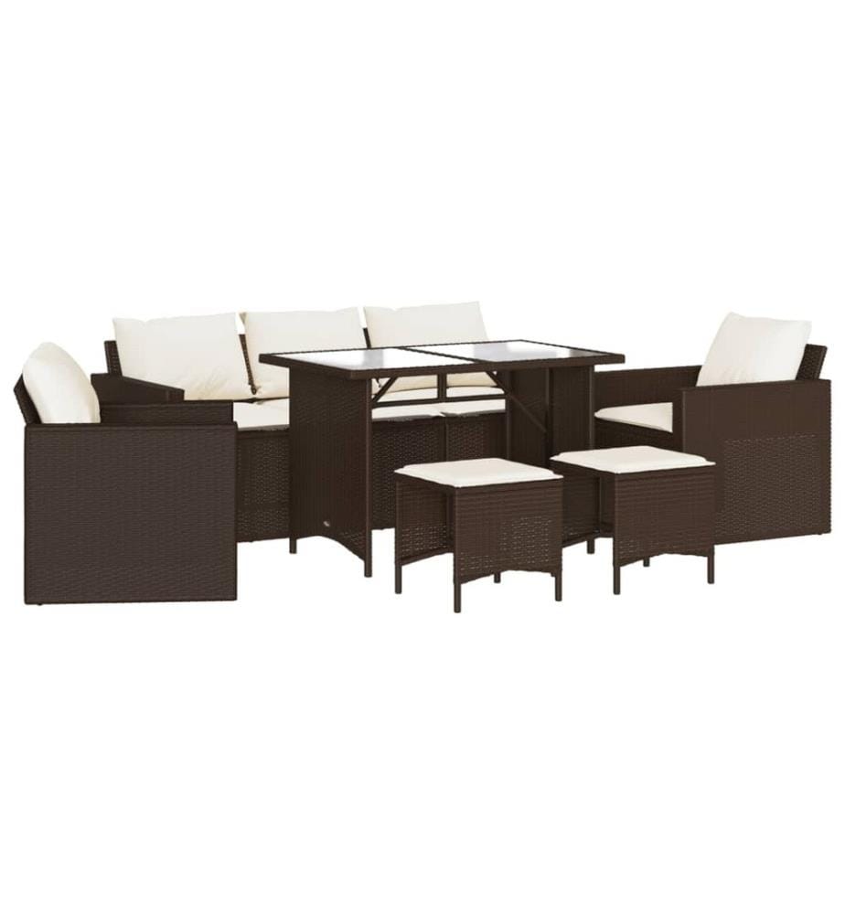 6-tlg. Garten-Sofagarnitur mit Kissen Braun Poly Rattan