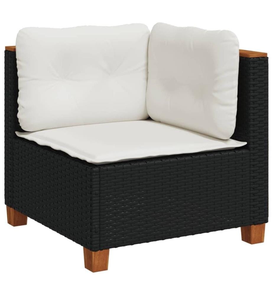 7-tlg. Garten-Sofagarnitur mit Kissen Schwarz Poly Rattan