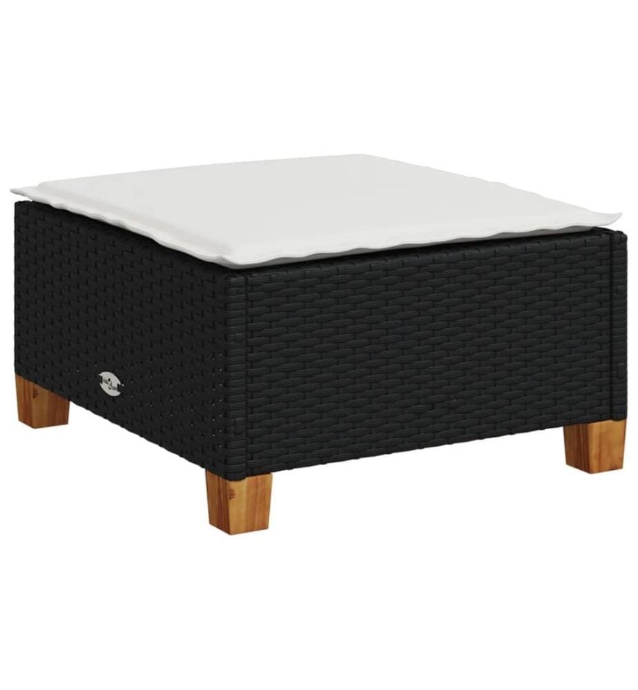4-tlg. Garten-Sofagarnitur mit Kissen Schwarz Poly Rattan