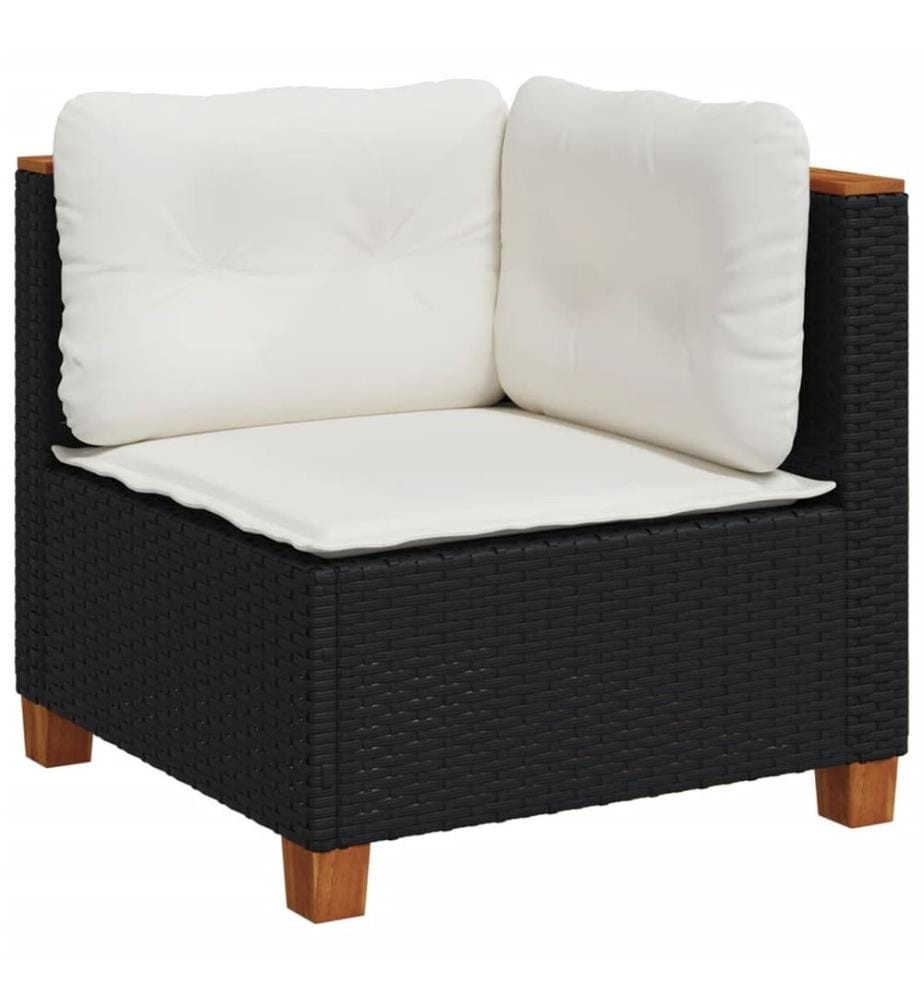 7-tlg. Garten-Sofagarnitur mit Kissen Schwarz Poly Rattan