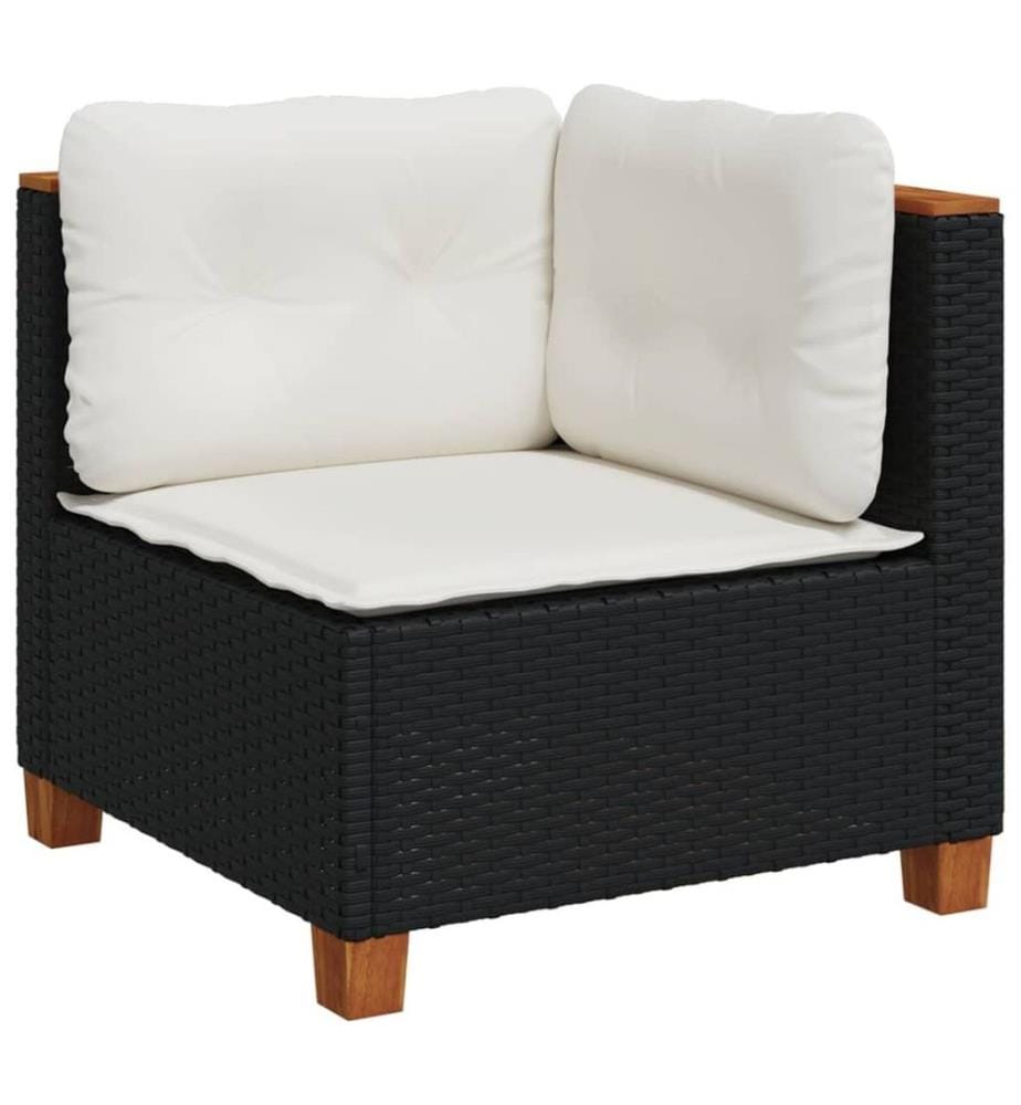 11-tlg. Garten-Sofagarnitur mit Kissen Schwarz Poly Rattan